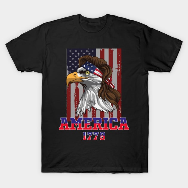 Eagle Mullet 4th Of July USA American Flag Merica Mericaw T-Shirt by Saad Store 